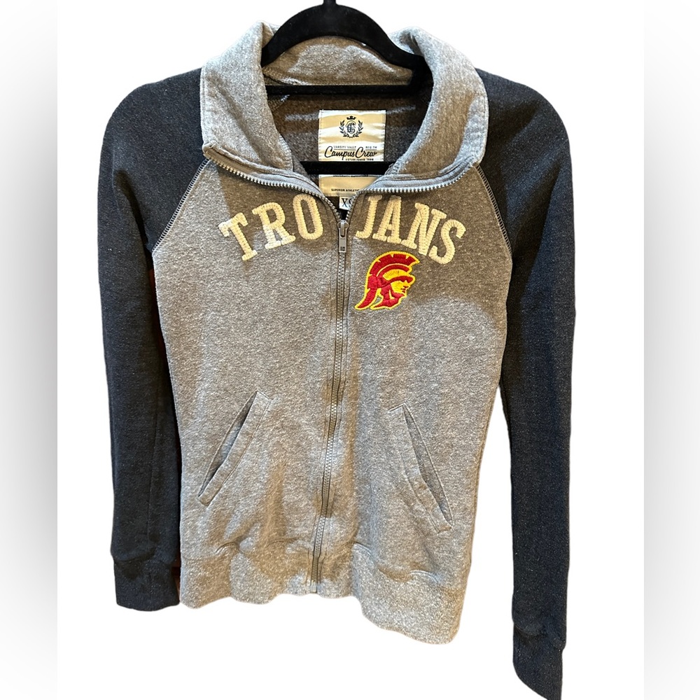 USC Trojans Zip Up Grey Collared Sweatshirt by Campus Crew Size XS